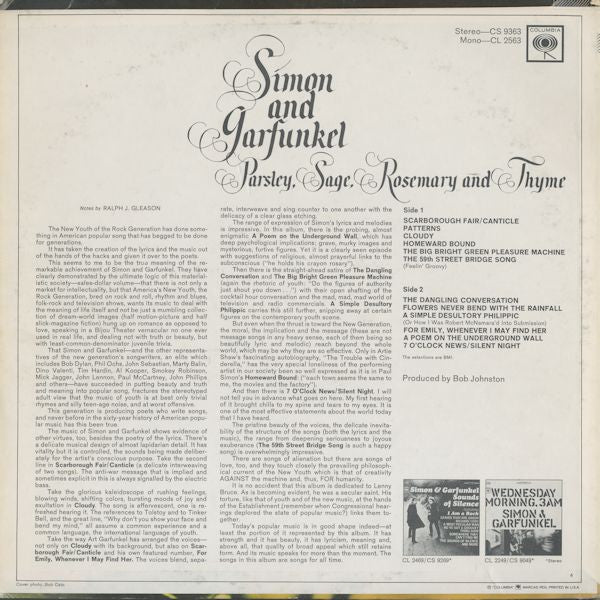 Simon And Garfunkel* : Parsley, Sage, Rosemary And Thyme (LP, Album, RP, Ter)