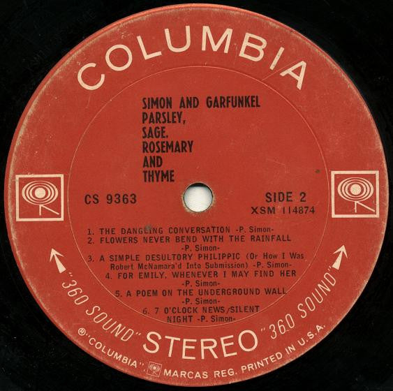 Simon And Garfunkel* : Parsley, Sage, Rosemary And Thyme (LP, Album, RP, Ter)