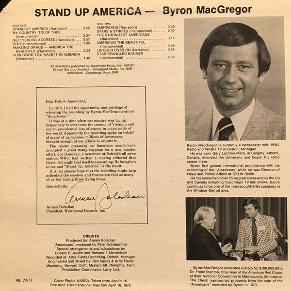 Byron MacGregor And The  The Westbound Strings : Stand Up America (LP, Album)