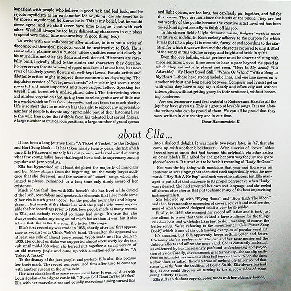 Ella Fitzgerald : Ella Fitzgerald Sings The Rodgers And Hart Song Book  (2xLP, RE, 180)