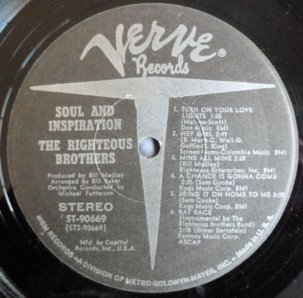 The Righteous Brothers : Soul & Inspiration (LP, Album, Club, Cap)