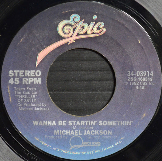 Michael Jackson : Wanna Be Startin' Somethin' (7", Single, Car)