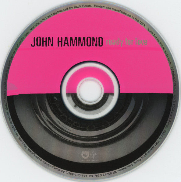 John Hammond* : Ready For Love (CD, Album)