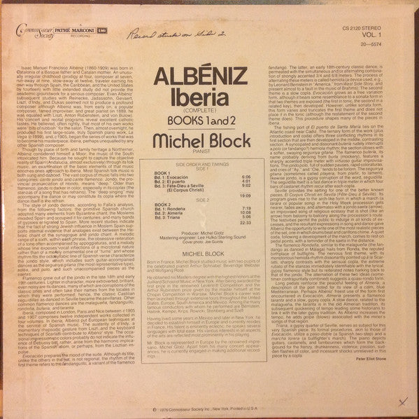 Michel Block / Albeniz* : Vol. I Iberia - Books 1 and 2 (LP, Album)