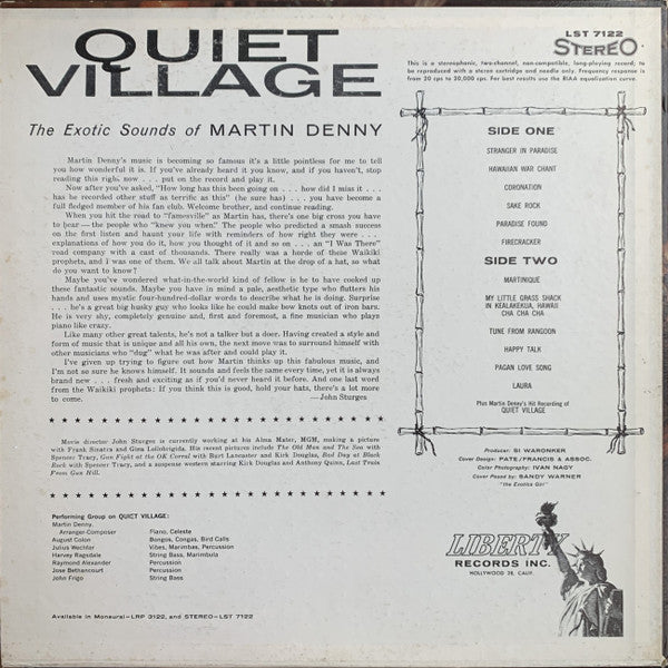 Martin Denny : Quiet Village - The Exotic Sounds Of Martin Denny (LP, Album, RE)