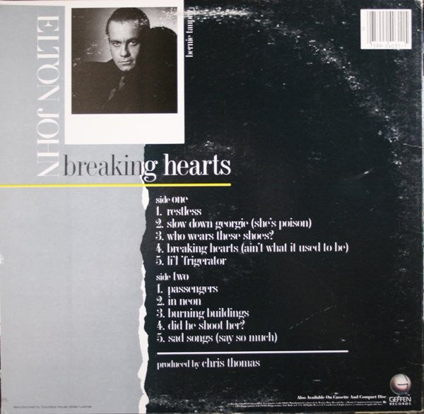 Elton John : Breaking Hearts (LP, Album, Club, Col)