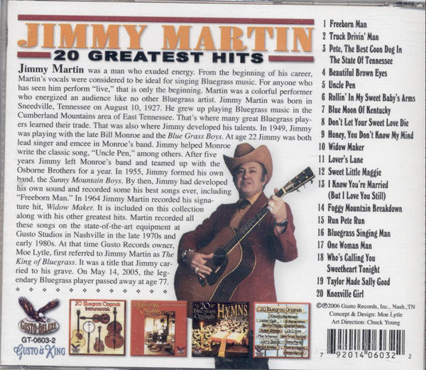 Jimmy Martin : 20 Greatest Hits (CD, Comp)