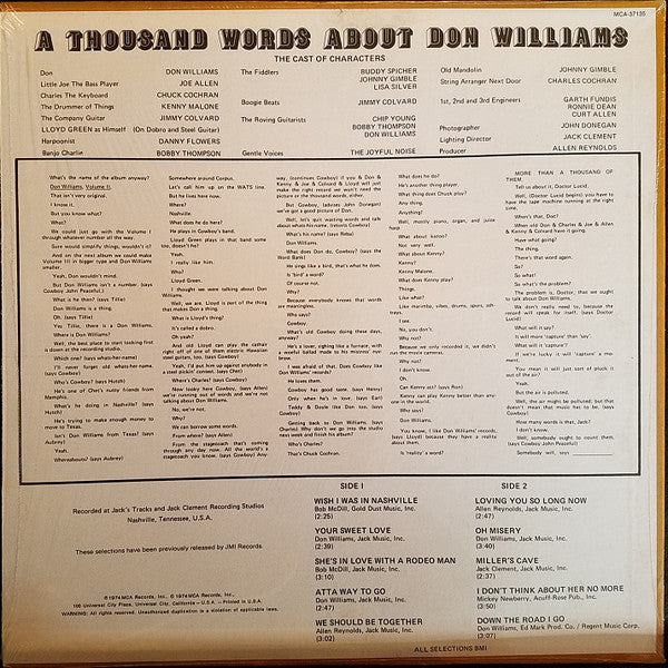 Don Williams (2) : Volume Two (LP, Album, RE, Pin)