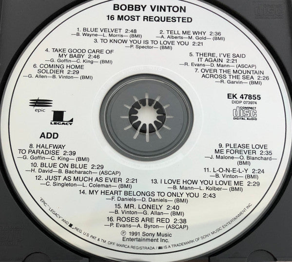Bobby Vinton : 16 Most Requested Songs (CD, Comp, RE)