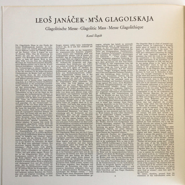 Leoš Janáček - Evelyn Lear • Hilde Rössel-Majdan • Ernst Haefliger • Franz Crass, Chor* Und Sinfonie-Orchester Des Bayerischen Rundfunks* • Rafael Kubelik : M´ša Glagolskaja = Missa Glagolitica (LP)