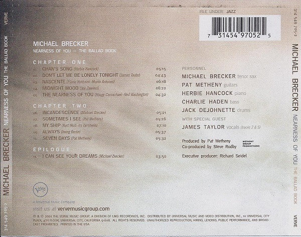 Michael Brecker : Nearness Of You (The Ballad Book) (CD, Album)