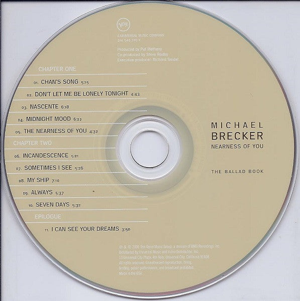 Michael Brecker : Nearness Of You (The Ballad Book) (CD, Album)