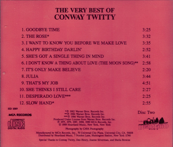 Conway Twitty : The Very Best Of Conway Twitty (2xCD, Comp)