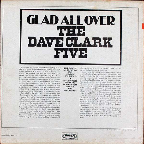 The Dave Clark Five : Glad All Over (LP, Album, Mono, RP, Ter)