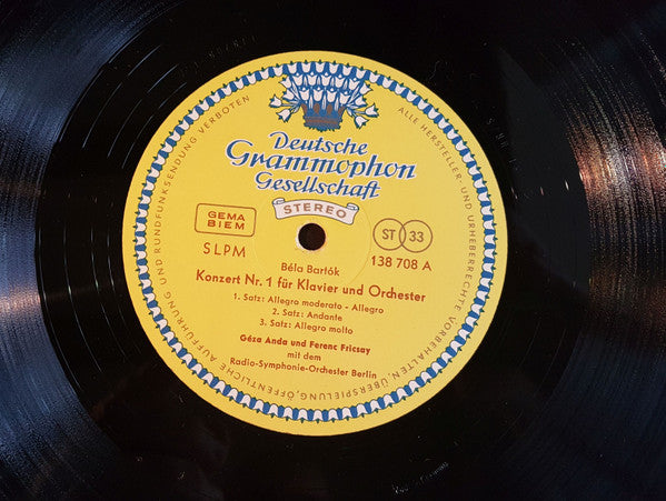Bartok* - Geza Anda*, Ferenc Fricsay, Radio-Symphonie-Orchester Berlin : Klavierkonzert Nr. 1 Und Rhapsodie (LP)