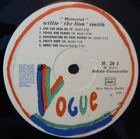 Willie "The Lion" Smith : Memorial (2xLP, Album)