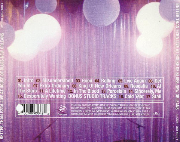 Better Than Ezra : Live At The House Of Blues New Orleans (CD, Comp)