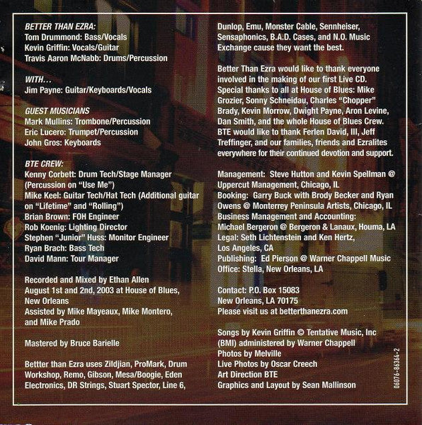 Better Than Ezra : Live At The House Of Blues New Orleans (CD, Comp)