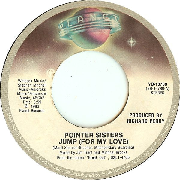 Pointer Sisters : Jump (For My Love) (7", Single, Mon)