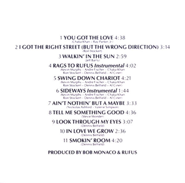 Rufus Featuring Chaka Khan : Rags To Rufus (CD, Album, RE)