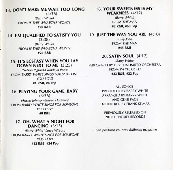 Barry White : All-Time Greatest Hits (CD, Comp, RM, PMD)