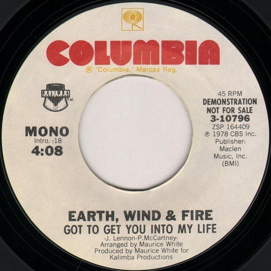 Earth, Wind & Fire : Got To Get You Into My Life (7", Single, Mono, Promo)