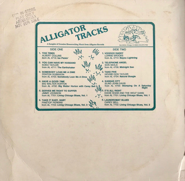 Various : Alligator Tracks: A Sampler Of Genuine Houserocking Music From Alligator Records (LP, Comp, Smplr)