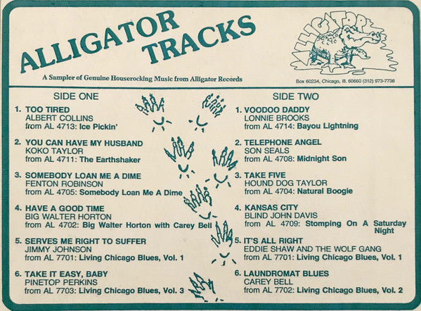 Various : Alligator Tracks: A Sampler Of Genuine Houserocking Music From Alligator Records (LP, Comp, Smplr)