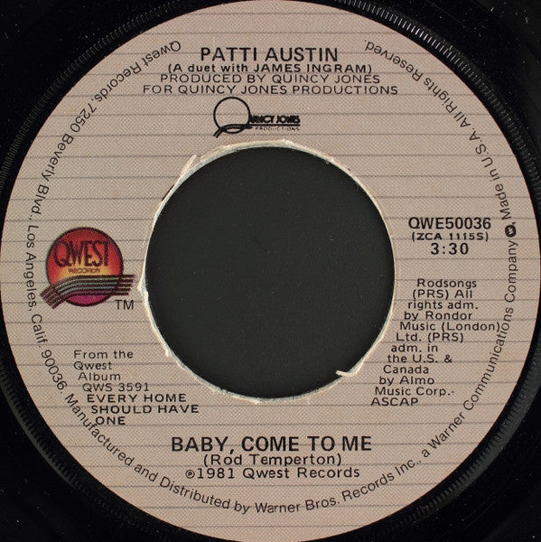 Patti Austin : Baby, Come To Me (7", Single, Win)