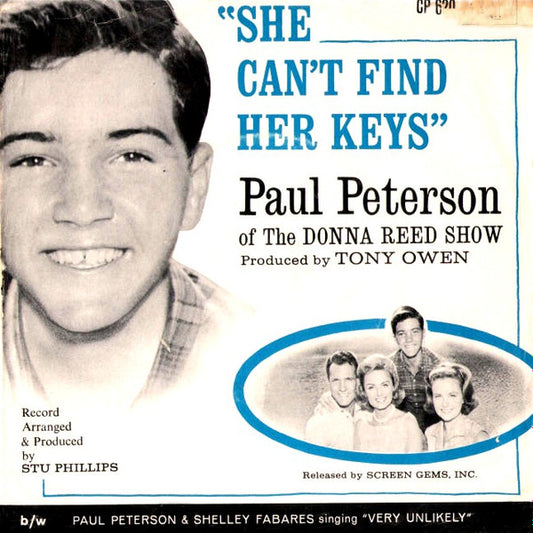 Paul Petersen & Shelley Fabares : She Can't Find Her Keys / Very Unlikely (7", Single)