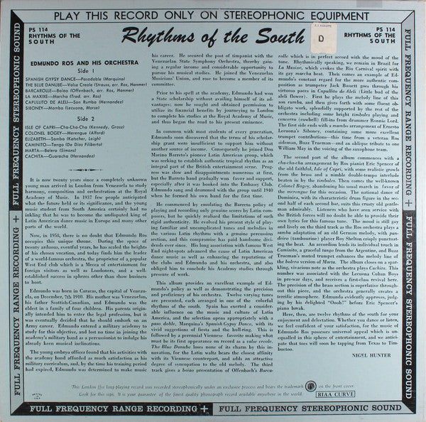 Edmundo Ros And His Orchestra* : Rhythms Of The South (LP, Album)