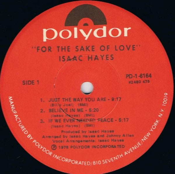 Isaac Hayes : For The Sake Of Love (LP, Album, NAM)