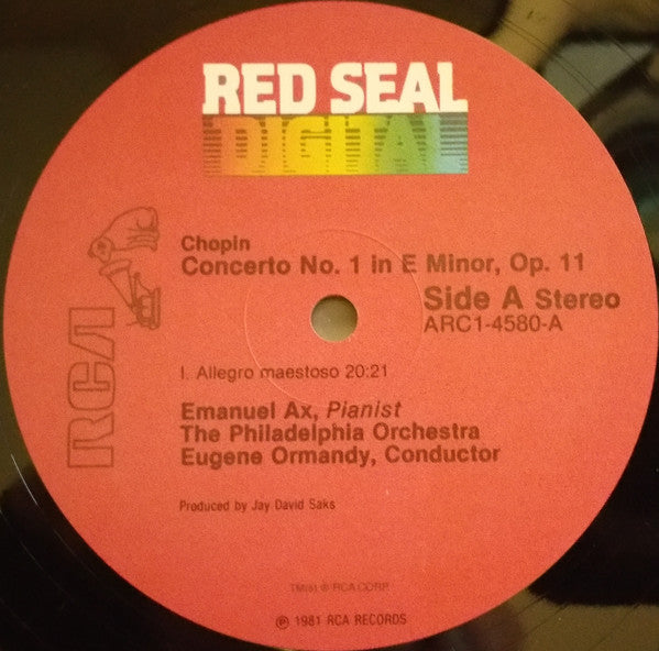 Chopin*, Emanuel Ax, Eugene Ormandy : Concerto No. 1 in E Minor, Op. 11 (LP, RE, Hal)