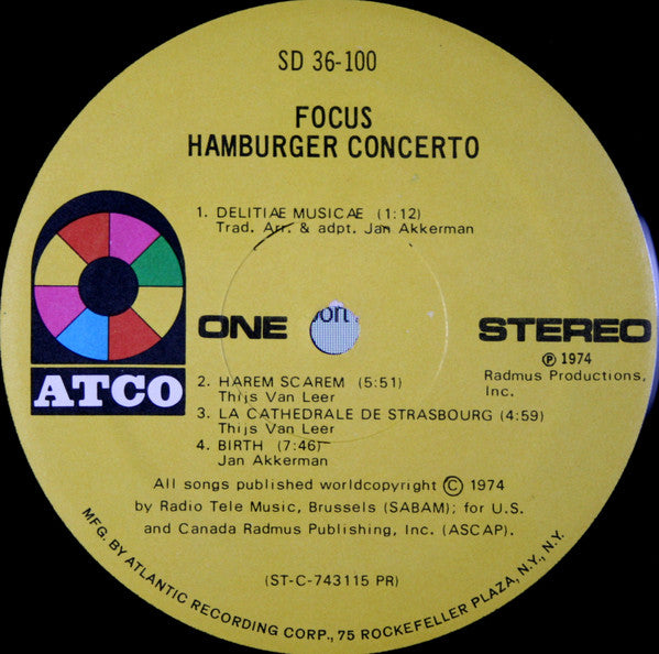 Focus (2) : Hamburger Concerto (LP, Album, PR )