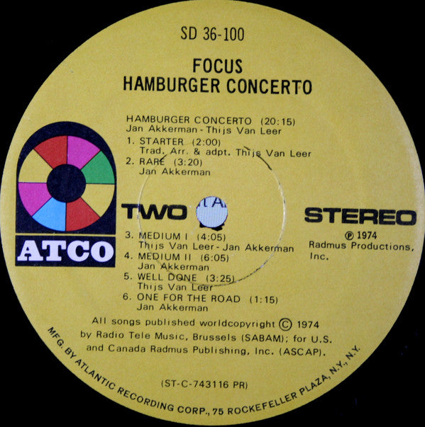 Focus (2) : Hamburger Concerto (LP, Album, PR )