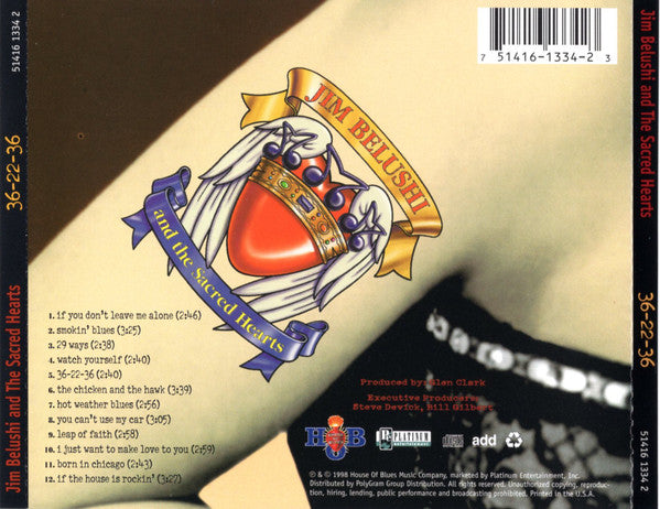 Jim Belushi & The Sacred Hearts (4) : 36-22-36 (CD, Album)