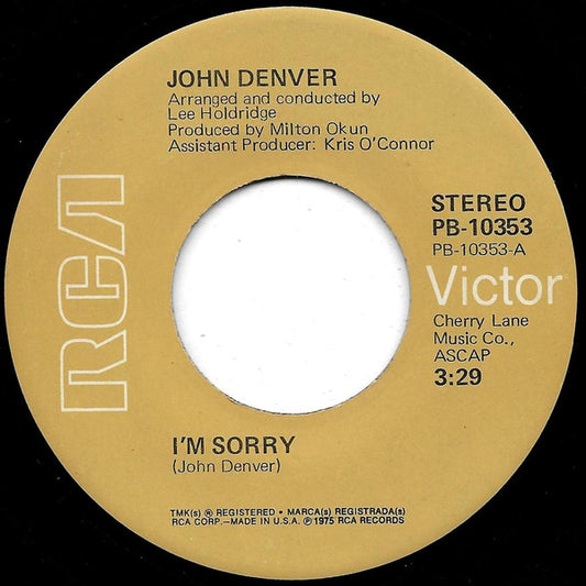 John Denver : I'm Sorry / Calypso (7", Ind)