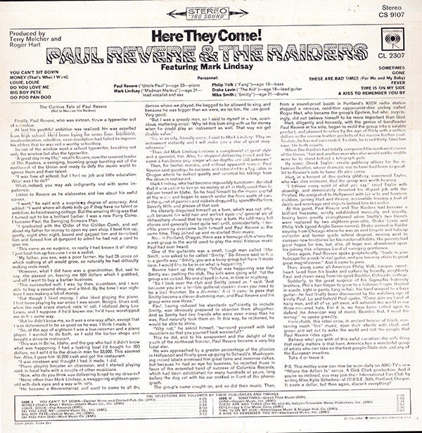 Paul Revere & The Raiders Featuring Mark Lindsay : Here They Come! (LP, Album)