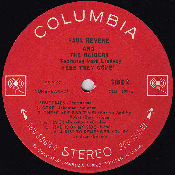 Paul Revere & The Raiders Featuring Mark Lindsay : Here They Come! (LP, Album)
