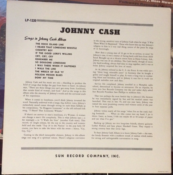 Johnny Cash : With His Hot And Blue Guitar (LP, Album, Mic)
