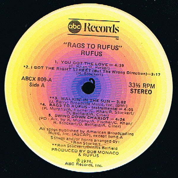Rufus Featuring Chaka Khan : Rags To Rufus (LP, Album, RE)