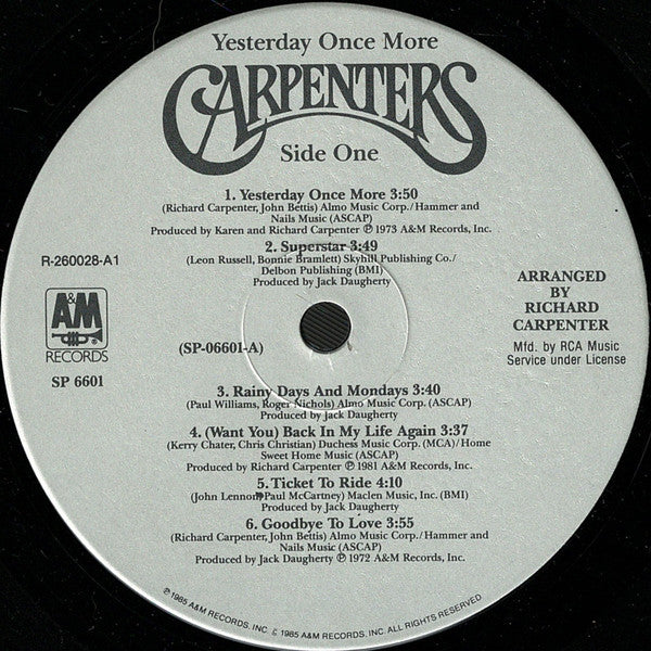 Carpenters : Yesterday Once More (2xLP, Comp, Club)