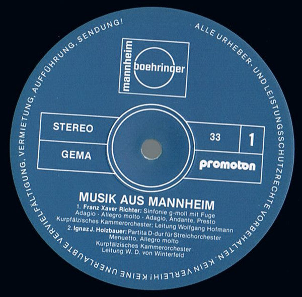 Kurpfälzisches Kammerorchester Mannheim : Musik Aus Mannheim (2xLP, Comp, S/Edition)