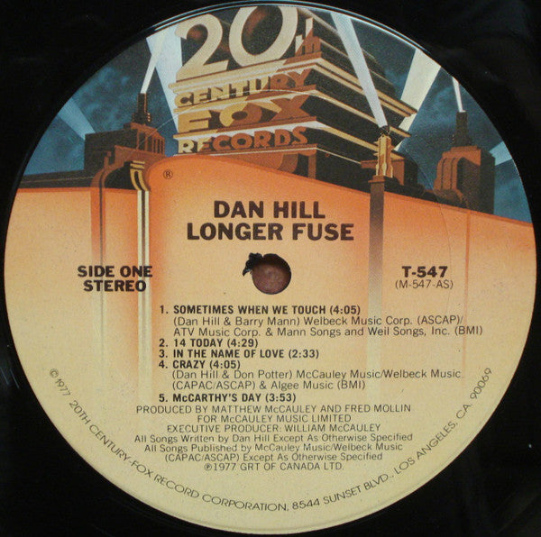 Dan Hill : Longer Fuse (LP, Album, Pit)