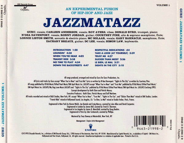 Guru : Jazzmatazz (Volume 1) (CD, Album, Cap)
