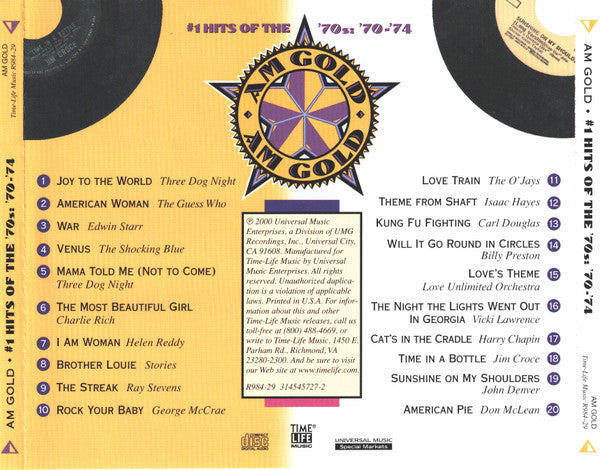 Various : AM Gold - #1 Hits Of The '70s: '70-'74 (CD, Comp)