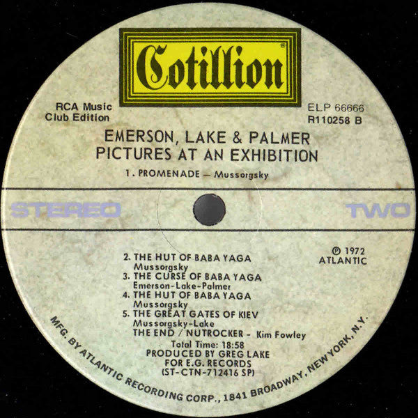Emerson, Lake & Palmer : Pictures At An Exhibition (LP, Album, Club, RCA)