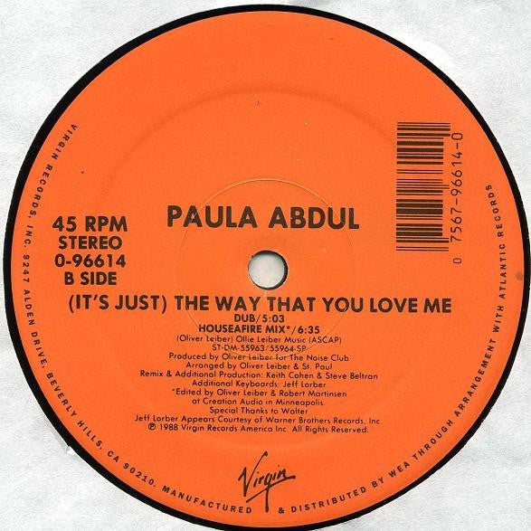 Paula Abdul : (It's Just) The Way That You Love Me (12", Single, Ora)
