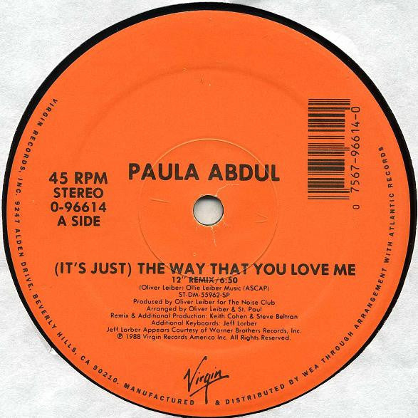 Paula Abdul : (It's Just) The Way That You Love Me (12", Single, Ora)