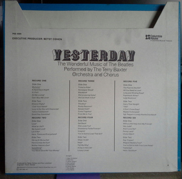 The Terry Baxter Orchestra And Chorus* : Yesterday - The Wonderful Music Of The Beatles Performed By The Terry Baxter Orchestra And Chorus (6xLP + Box)